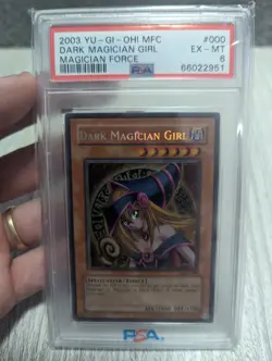Yugioh PSA 6 Dark Magician Girl MFC-000 Unlimited Edition Secret Rare Holo - Image 1
