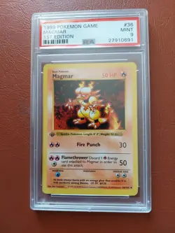 Pokemon Game 1st Edition PSA 9 MINT Magmar Set 1999 Card 36/102 - Image 1