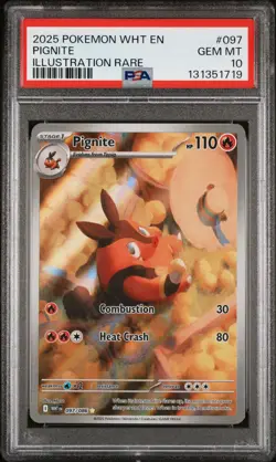 PSA 10 Pignite 097/086 Pokemon White Flare WHT Illustration Rare 2025 GEM MINT - Image 1