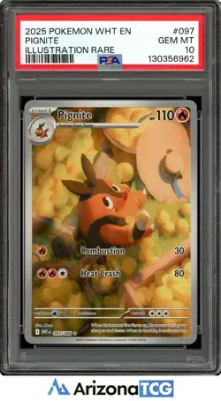 Pokemon 2025 Pignite 097/086 Illustration Rare White Flare GEM MINT PSA 10 - Image 1