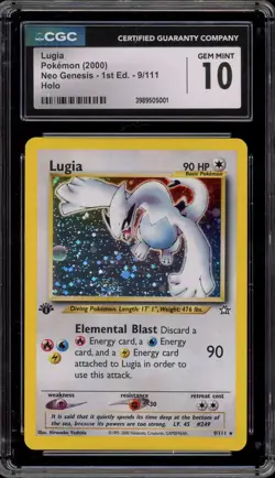Pokemon Lugia Neo Genesis 1st Edition Holo Rare #9 CGC 10 Gem Mint - Image 1