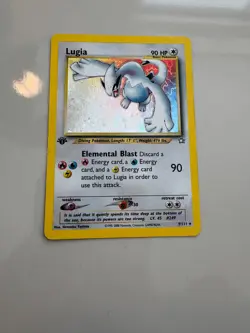 Lugia Holo 1st Ed Neo Genesis 9/111 Pokemon Card - Vintage WOTC - Authentic - MP - Image 1