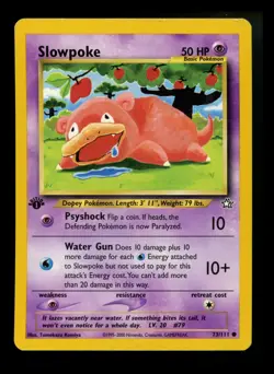 #2 1st Edition Slowpoke 73/111 Neo Genesis 2000 WOTC Pokemon Card TCG - Image 1
