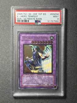 PSA 9 Yugioh 2005 Elemental Hero Tempest EEN-EN034 Ultimate Rare 1st Edition - Image 1