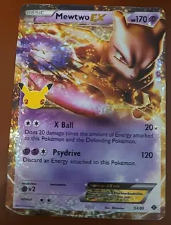 Pokemon TCG Mewtwo EX 54/99 Celebrations Classic Collection Holo Card - Image 1
