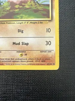 Diglett 47/102 - Base Set (MP) - Fight Fighting Symbol Misprint Error - Image 4
