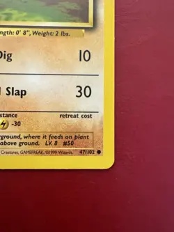 Diglett 47/102 Fighting Symbol Error Base Unlimited Pokemon Card NM - Image 4