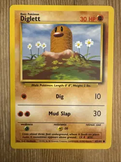 Pokemon DIGLETT Energy Misprint ERROR Card Base Set 47/102 WoTC 1999 LP - Image 1