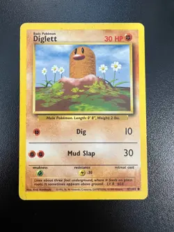Pokemon Diglett 47/102 Base Set MISPRINT Sideways Enegy Symbol Heavy Play - Image 1