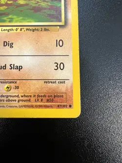Pokemon Diglett 47/102 Base Set MISPRINT Sideways Enegy Symbol Heavy Play - Image 4