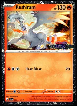 Pokemon TCG Reshiram 022/142 Stellar Crown Stamped Cosmos Holo Promo Card - NM - Image 1