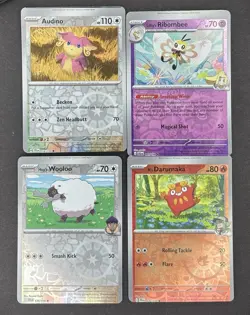 Pokemon TCG MISCUT ERROR Reverse Holo Card Lot Of 4 - Journey Together - Image 1