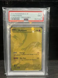 PSA 9 2013 Pokemon Black & White Reshiram 114/113 Gold Legendary Treasures Card - Image 1