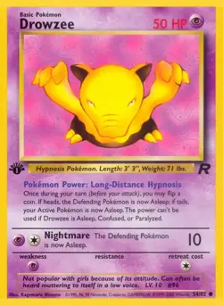 Drowzee 54/82 Common Team Rocket 1st Edition Non Holo Pokemon Card - Image 1