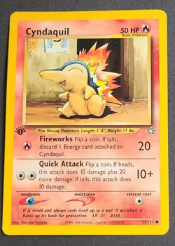 Pokemon Neo Genesis TCG Cyndaquil Card 57/111 Regular 1st Edition Common - Image 1