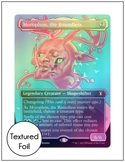 1x Morophon, the Boundless, Borderless Textured Foil, Commander Masters, MTG NM - Image 1