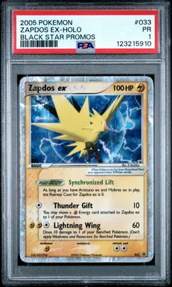 2005 POKEMON BLACK STAR PROMOS #033 ZAPDOS EX-HOLO PSA 1 - Image 1