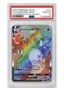 2020 Pokemon Champion's Path Rainbow Charizard VMAX Psa 10 - Image 1