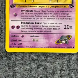 Vintage Pokemon Gym Challenge Sabrina's Hypno 1st Edition 56/132 Uncommon LP - Image 4