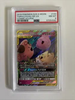 2019 Pokemon S & M Cosmic Eclipse #143 Togepi Cleffa Igglybuff Gx PSA 8 NM-MT - Image 1