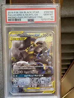 2019 Pokemon Sun and Moon - Lucario & Melmetal GX SM19 Black Star Promo - PSA 10 - Image 3