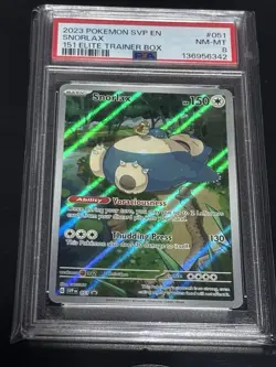2023 POKEMON SVP EN-SV BLACK STAR PROMO 051 SNORLAX 151 ELITE TRAINER BOX PSA 8 - Image 1