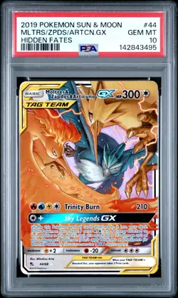 PSA 10 MOLTRES & ZAPDOS & ARTICUNO GX 44/68 HIDDEN FATES POKEMON 😍 - Image 1