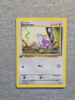 Pokemon Card - Rattata Rattfratz GERMAN 1st Edition Base Set 61/102 Common - Image 1