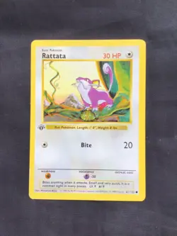 Pokemon Cards: Base Set 1st Edition Common: Rattata 61/102 - Image 1