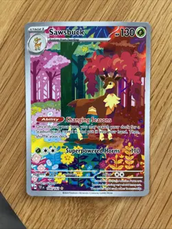 Pokemon TCG Sawsbuck Illustration Rare Card 166/162 SV05 - Image 1