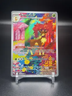 Pokemon TCG Temporal Forces Sawsbuck 166/162 NM Illustration Rare Full Art - Image 1