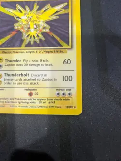 Zapdos 15/62 Holo Fossil Unlimited - Pokemon TCG Condition Shown 2nd - Image 4