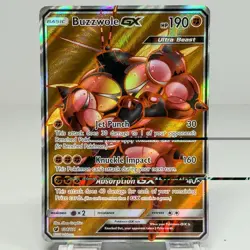 Buzzwole GX 104/111 Crimson Invasion NM Full Art Ultra Rare Pokemon Card - Image 1