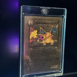 Charizard, Pokemon Gold Foil Card 4/102, Rare Card Collectible/Fan Art - Image 1