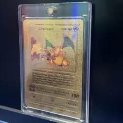 Charizard, Pokemon Gold Foil Card 4/102, Rare Card Collectible/Fan Art - Image 2