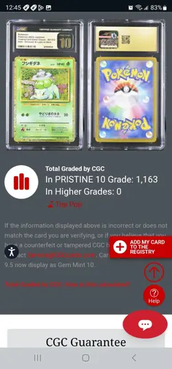 Bulbasaur 001/032 Cgc Pristine 10 HOLO RARE Japanese Classic Collection - Image 3