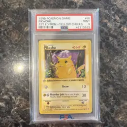 1999 Pokemon Game 1st Edition Shadowless #58 Pikachu Yellow Cheeks PSA 9 Mint - Image 1