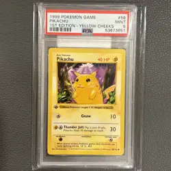 1999 Pokemon Game 1st Edition #58 Pikachu Yellow Cheeks PSA 9 MINT - Image 1