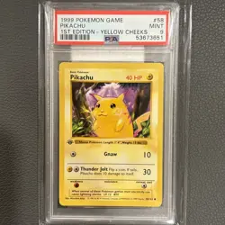 1999 Pokemon Game 1st Edition #58 Pikachu Yellow Cheeks PSA 9 MINT - Image 3