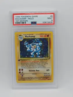 PSA 9 MINT Pokemon Machamp Base Set 1st Edition Holo 8/102 - Image 1