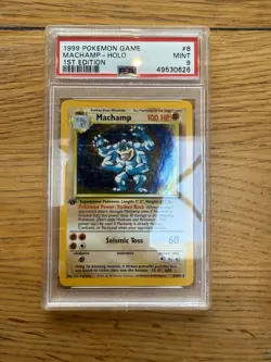 Pokemon Base Set 1999 Machamp 1st Edition Holo Rare 8/102 - PSA 9 Mint - Image 1