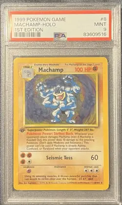 Pokemon Base Set 1999 Machamp 1st Edition Holo Rare 8/102 - PSA 9 Mint - Image 2