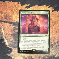Magic: The Gathering Delighted Halfling Creature LTR Green R Card #158 2023 - Image 1
