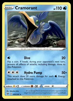 Cramorant 51/192 Pokemon Card Rebel Clash Rare 110 HP Lightly Played CH - Image 1