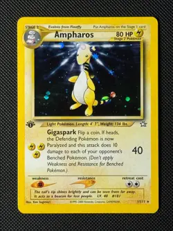 Pokemon Cards Ampharos 1/111 1ST EDITION Neo Genesis Holo Rare NM - Image 1
