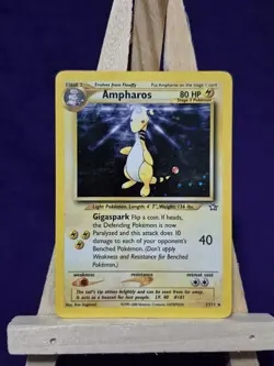 2000 Pokemon TCG Ampharos Holo Rare 1/111 Neo Genesis WOTC Vintage Card - Image 1