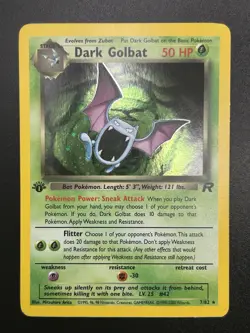 DARK GOLBAT Pokemon Card - WOTC - 1st Edition - Team Rocket - 7/82 - HOLO NM (C) - Image 2