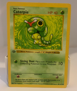 1st Edition Caterpie Shadowless Base Set 45/102 Pokemon Card Near Mint or better - Image 1
