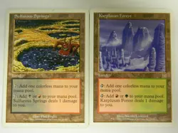 MTG Deckmaster Karplusan Forest & Sulfurous Springs Rare Lands VG - Excellent - Image 1