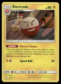 Pokemon Cards Electrode 39/181 Team Up Sun & Moon Holo Rare NM - Image 1